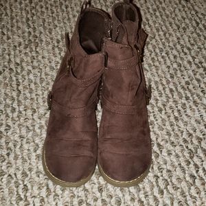 Toddler Girls Brown Suede Boots